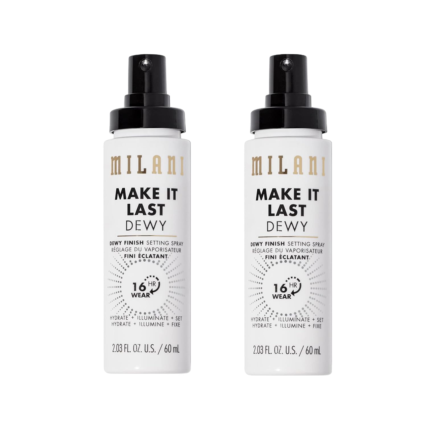 Milani Make It Last - Dewy Setting Spray 3 in 1- Hydrate + Illuminate + Set, Makeup Finishing Spray - Makeup Primer &amp; Hydrating Setting Spray - 2 Pack