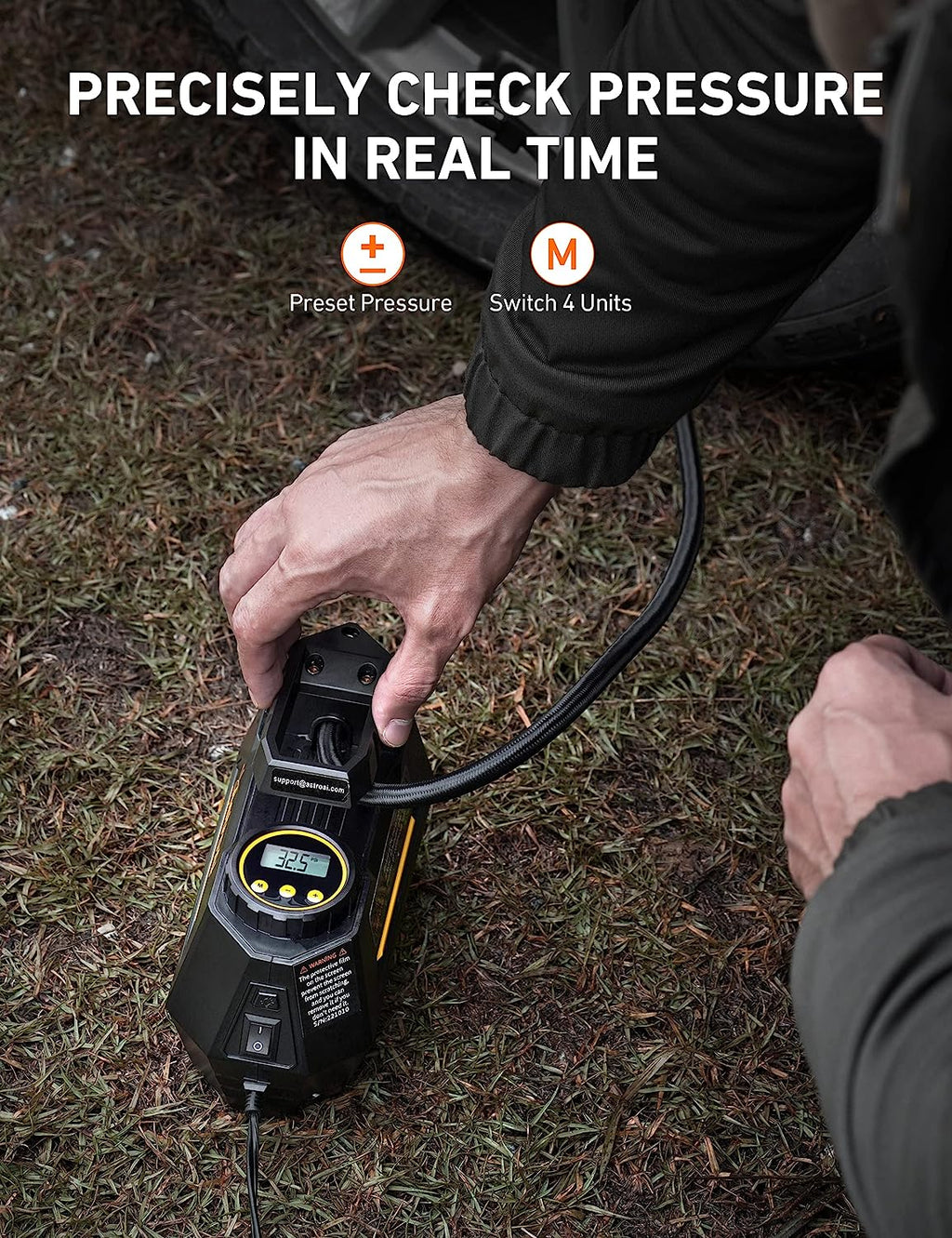 AstroAI Tire Inflator Portable Air Compressor Air Pump for Car Tires - Car Accessories, 12V DC Auto Tire Pump with Digital Pressure Gauge, 100PSI with Emergency LED Light for Car, Bicycle, Balloons
