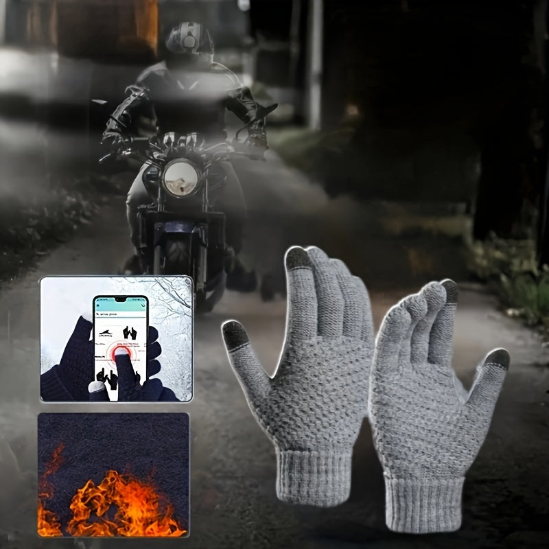 Winter Thickened Warm Wool Gloves Outdoor Windproof Cycling Gloves Touchscreen Gloves