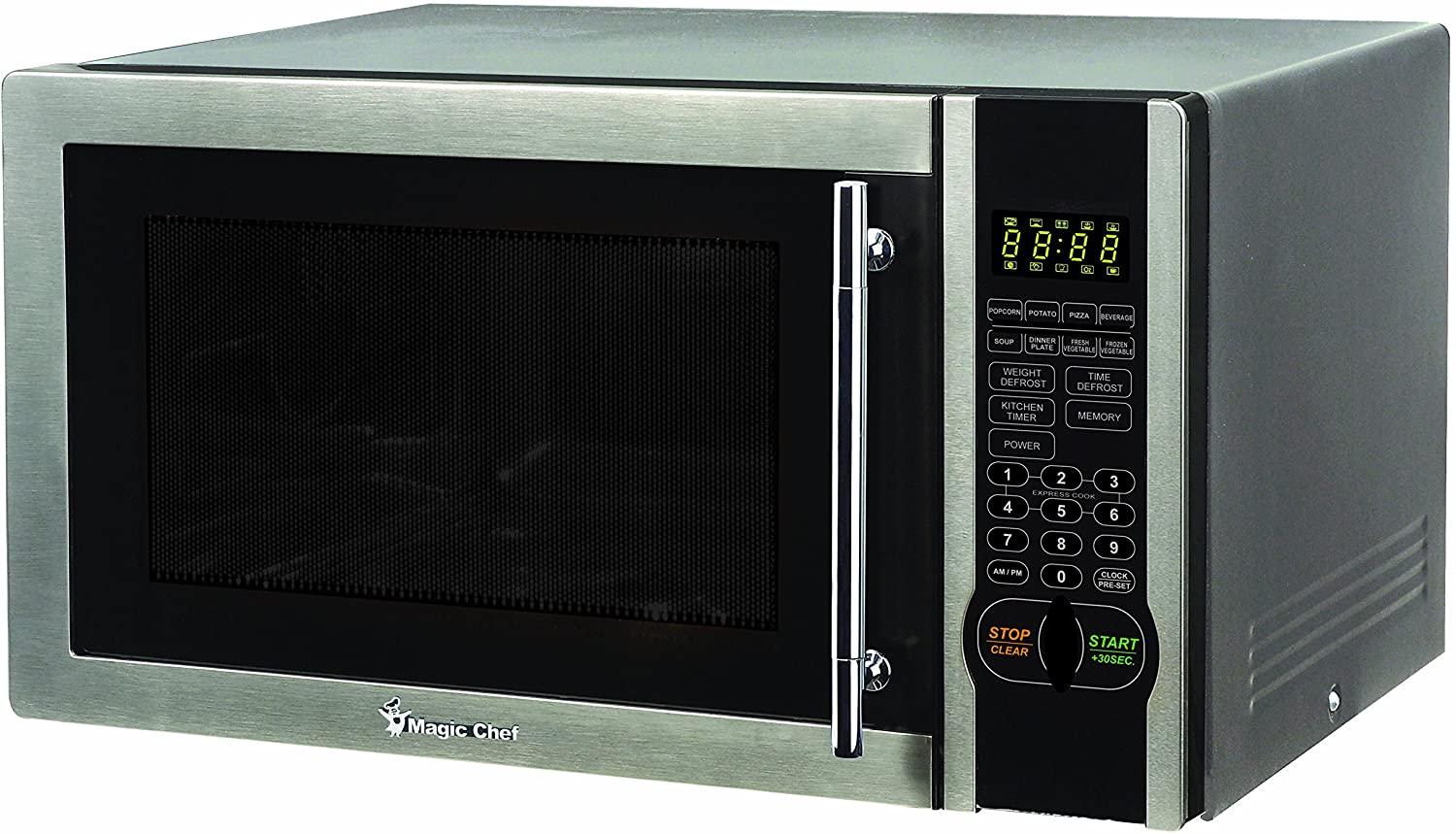 Magic Chef 1.1 Cu. Ft. 1000W Countertop Microwave Oven with Stylish Door Handle, Black