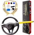 Tevlaphee Steering Wheel Lock Anti Theft Car Device Universal Car Theft Prevention Car Lock Adjustable Double Hook Emergency Hammer Window Breaker Self Defense Heavy Duty Secure (Yellow)