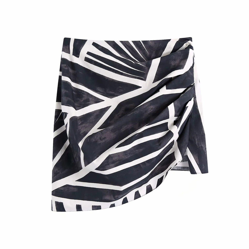asymmetric hem high waist mini skirt