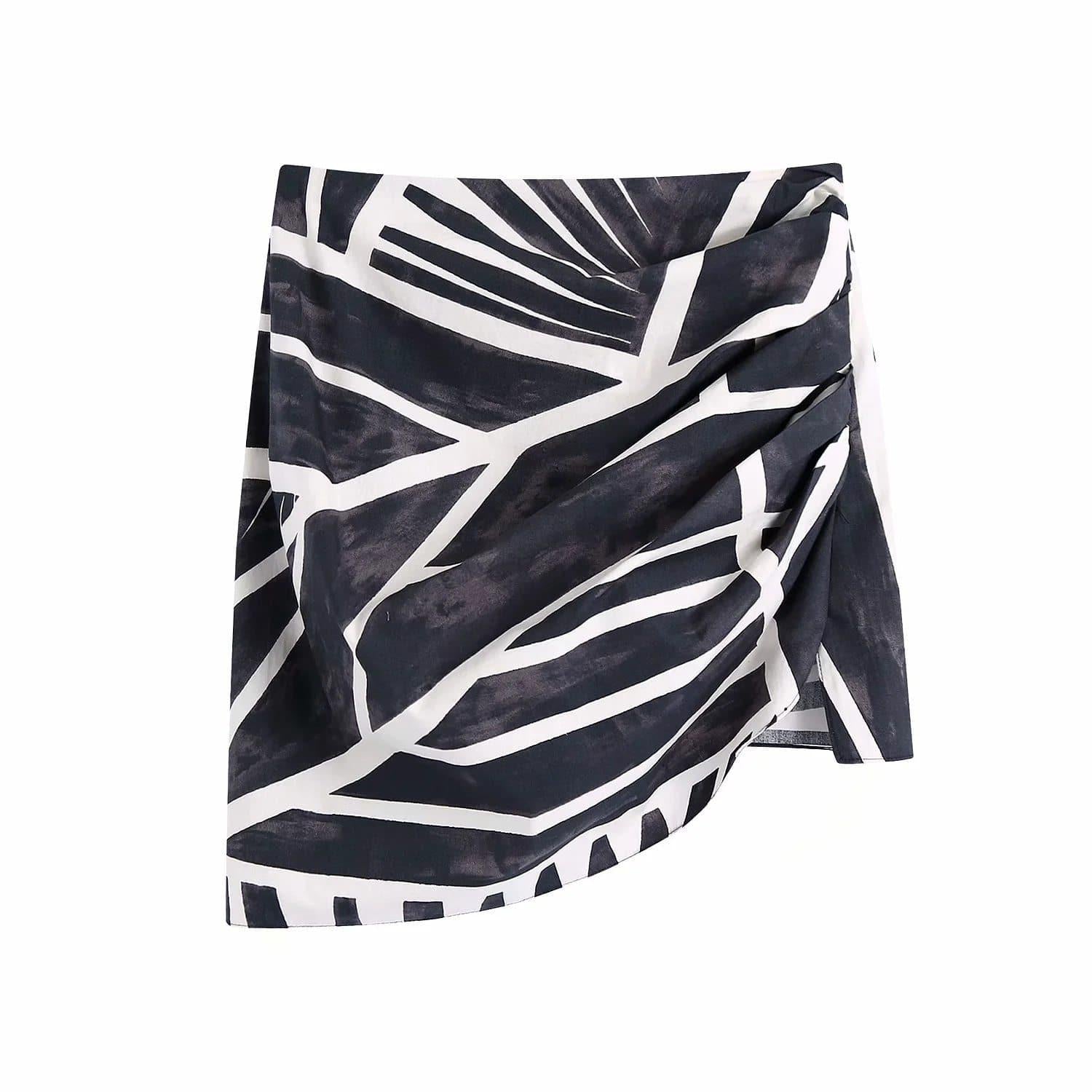asymmetric hem high waist mini skirt