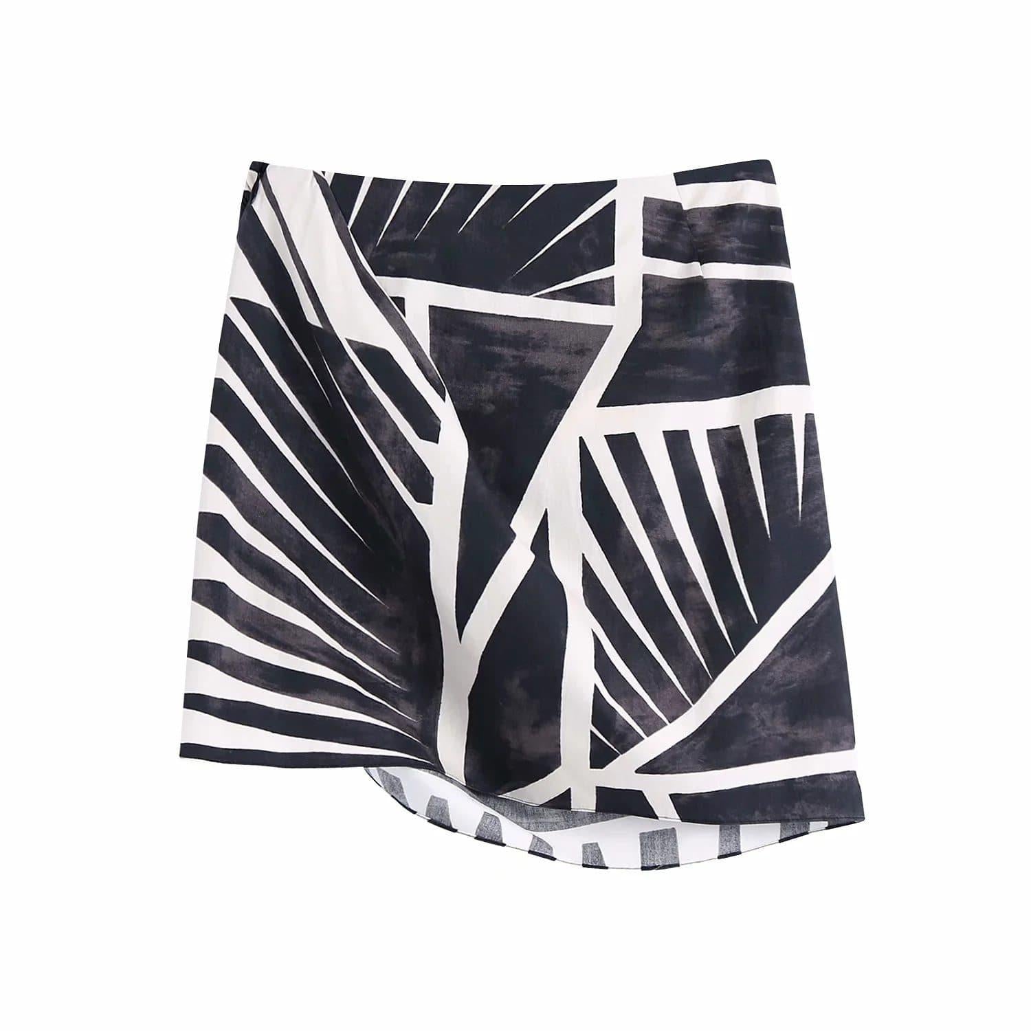 asymmetric hem high waist mini skirt