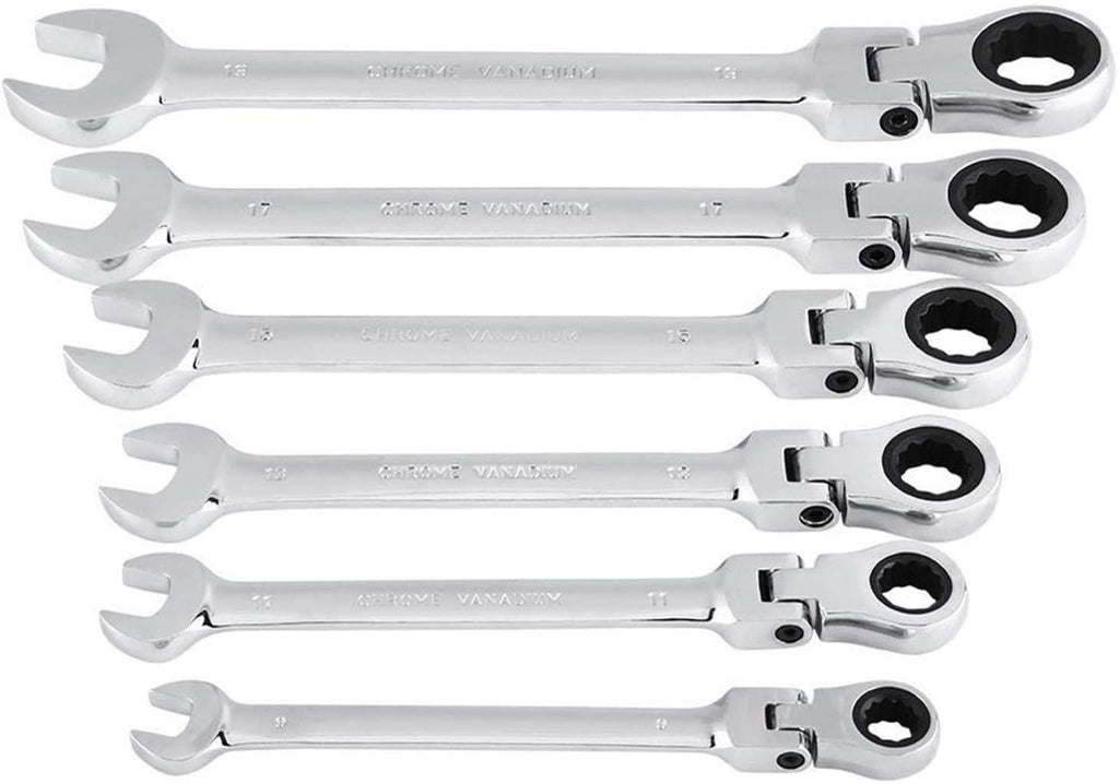 YUOP Hand Tool Set 12 Pcs Ratche Wrench Set Torque Socket Spanner 8-19mm Ratcheting Wrench Spanners Garafor Auto Car Repair Tools (Size : Flexible Head)