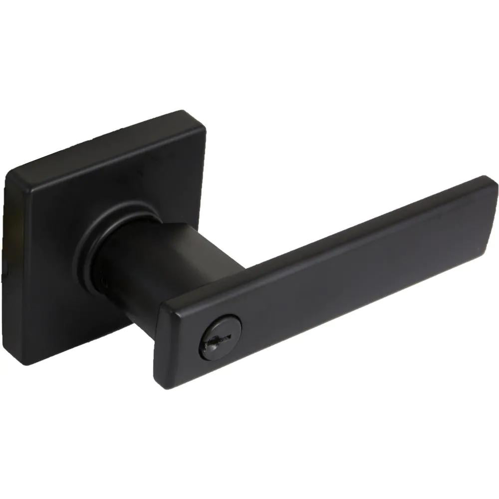 WestMatte Black Keyed Entry Door Lever with Square Rose