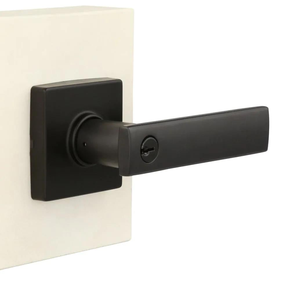 WestMatte Black Keyed Entry Door Lever with Square Rose