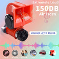 Train Horn Air Horn for Truck 12V 150db Super Loud Snail Car Horn with Compressor Air Horn for Any 12V Vehicles Cars Jeeps Trucks Motorcycles-Red