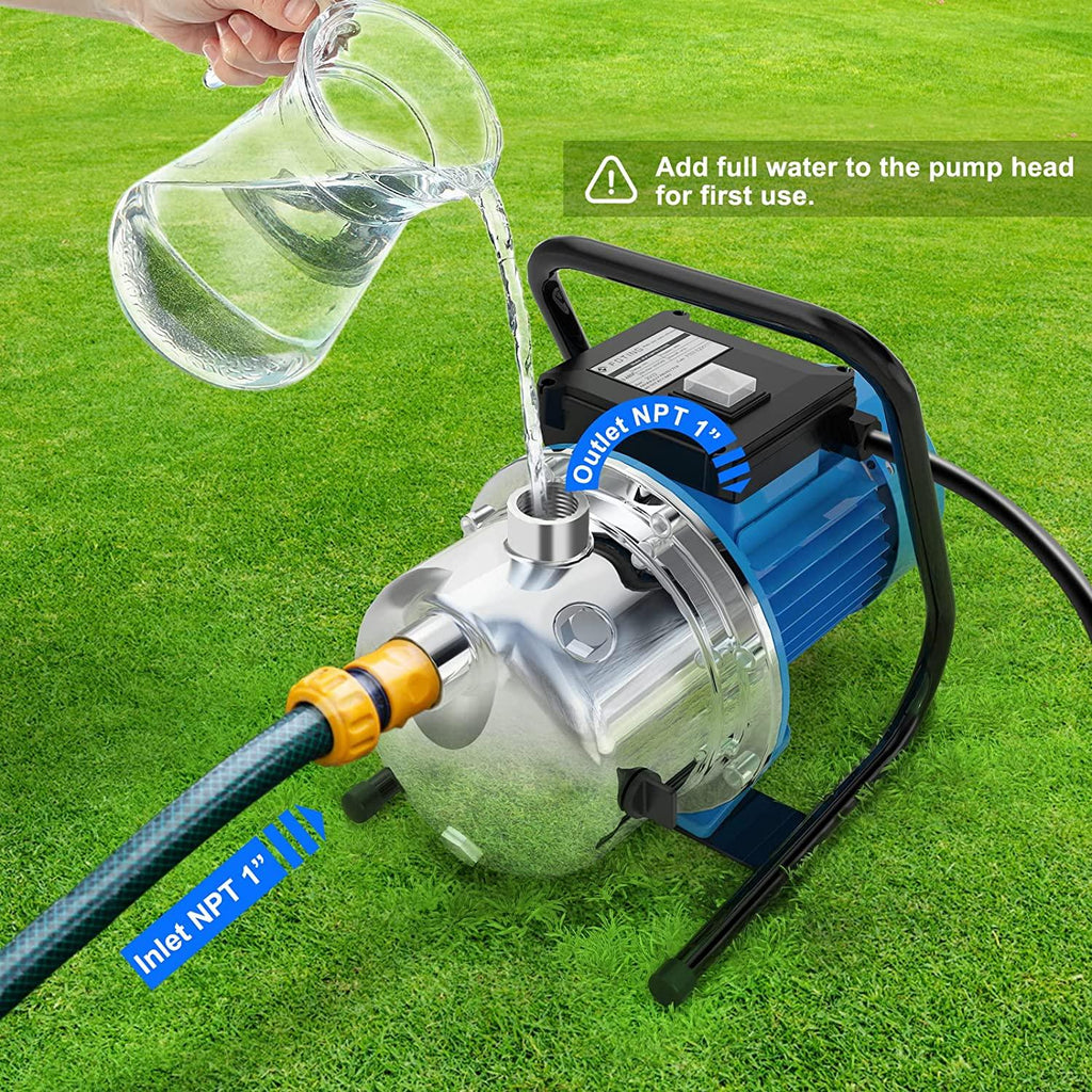 FOTING 1.6 HP Shallow Well Pump, 1215GPH Portable Irrigation Pump,  Steel Water Transfer Draining Sprinkler Pump for Lawn Garden