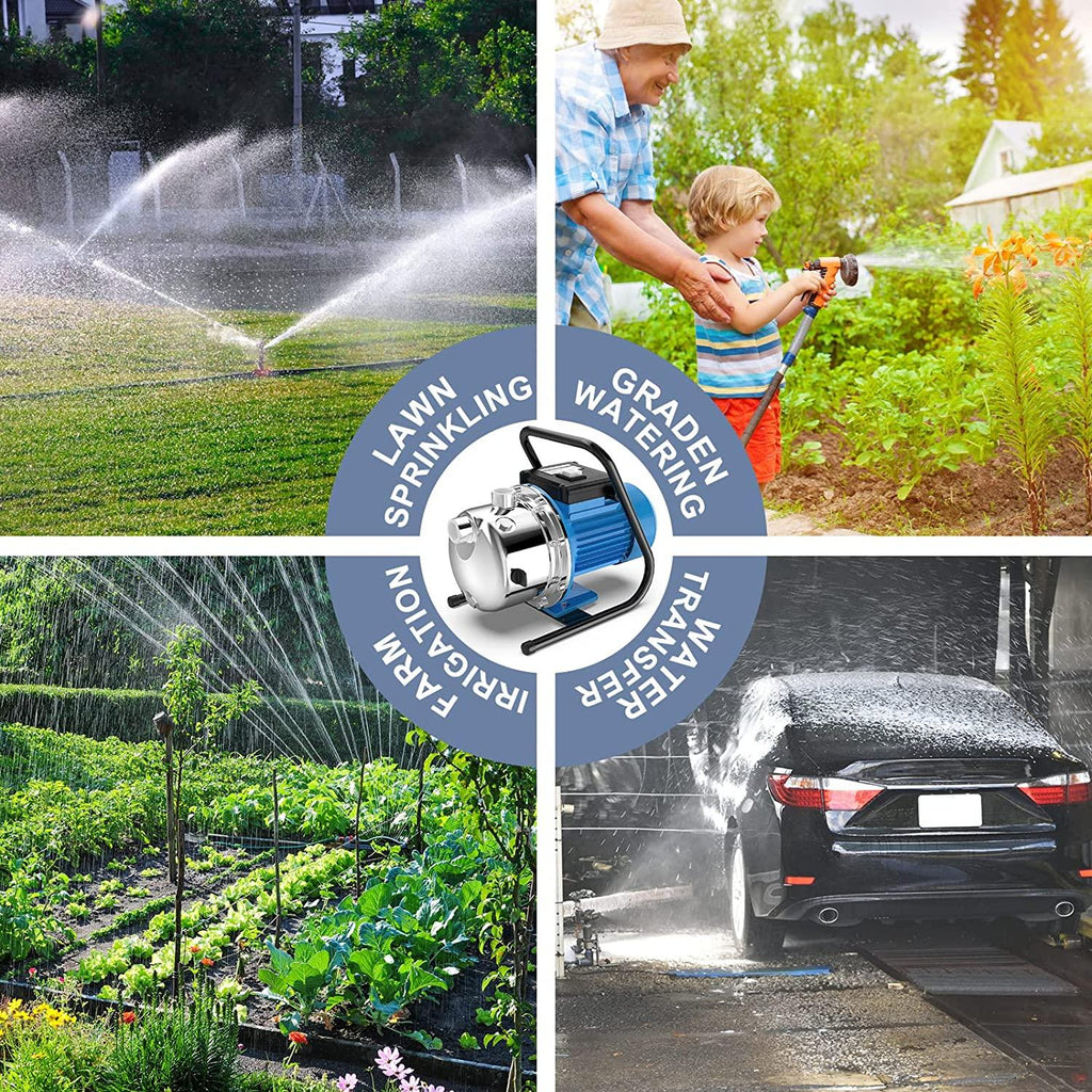 FOTING 1.6 HP Shallow Well Pump, 1215GPH Portable Irrigation Pump,  Steel Water Transfer Draining Sprinkler Pump for Lawn Garden