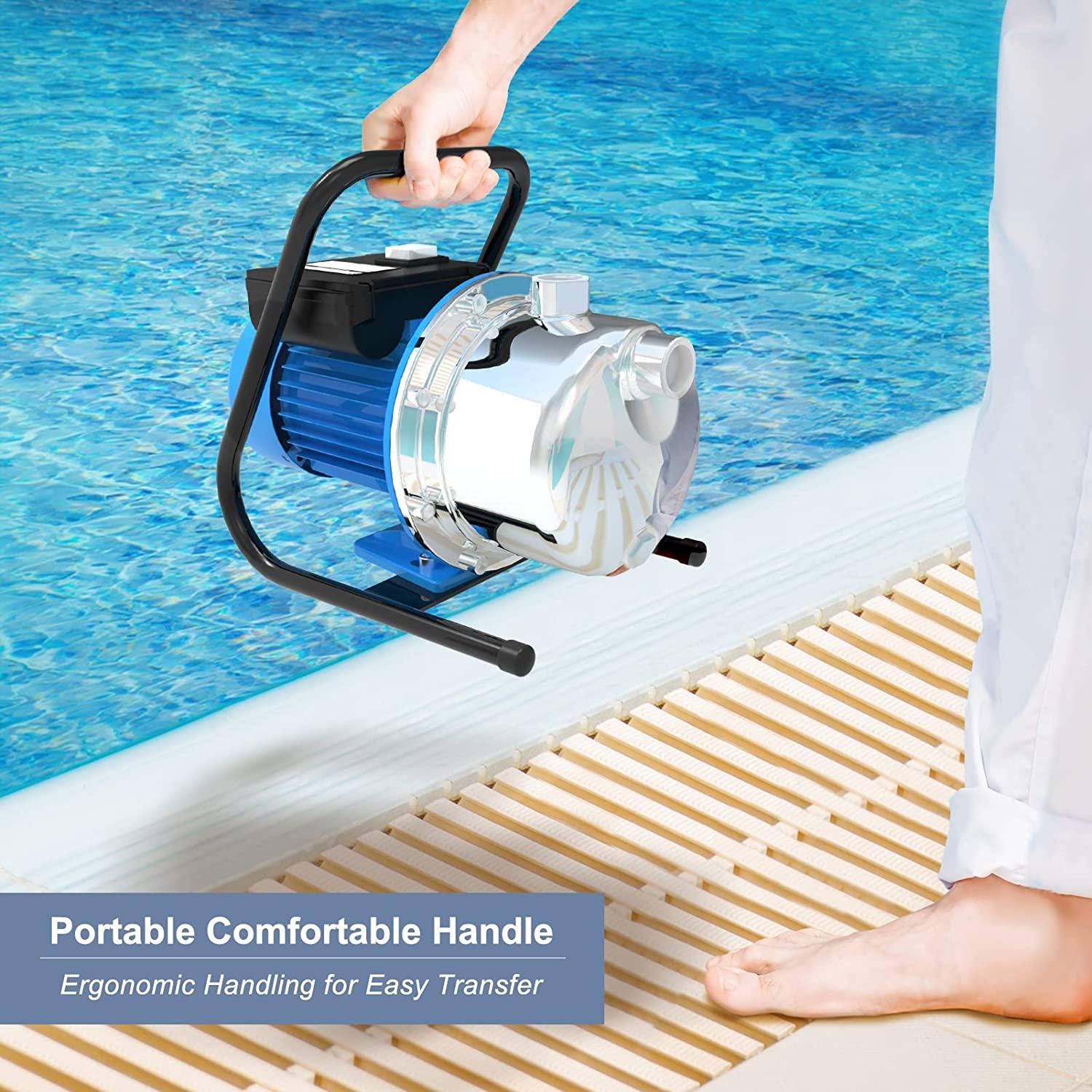 FOTING 1.6 HP Shallow Well Pump, 1215GPH Portable Irrigation Pump,  Steel Water Transfer Draining Sprinkler Pump for Lawn Garden