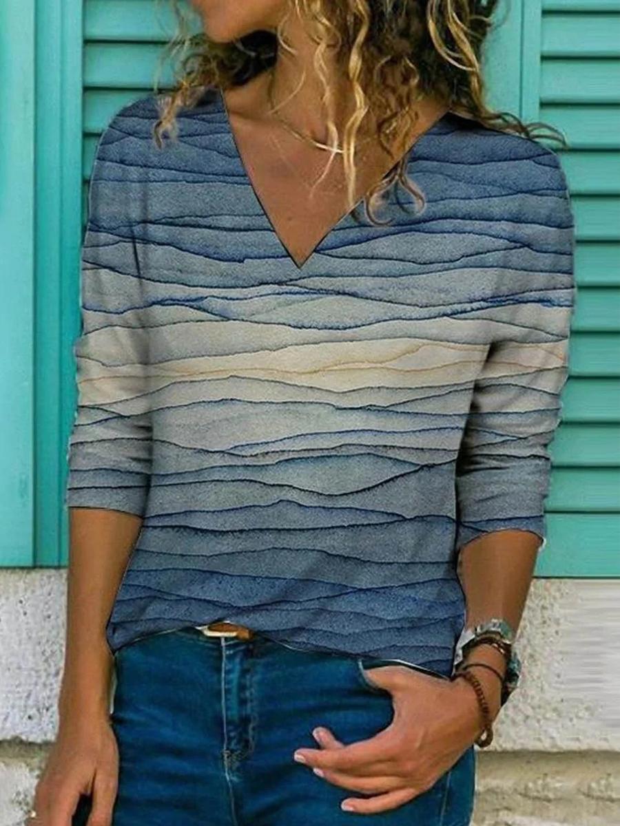 Casual Gradient Print Long Sleeve T-Shirt