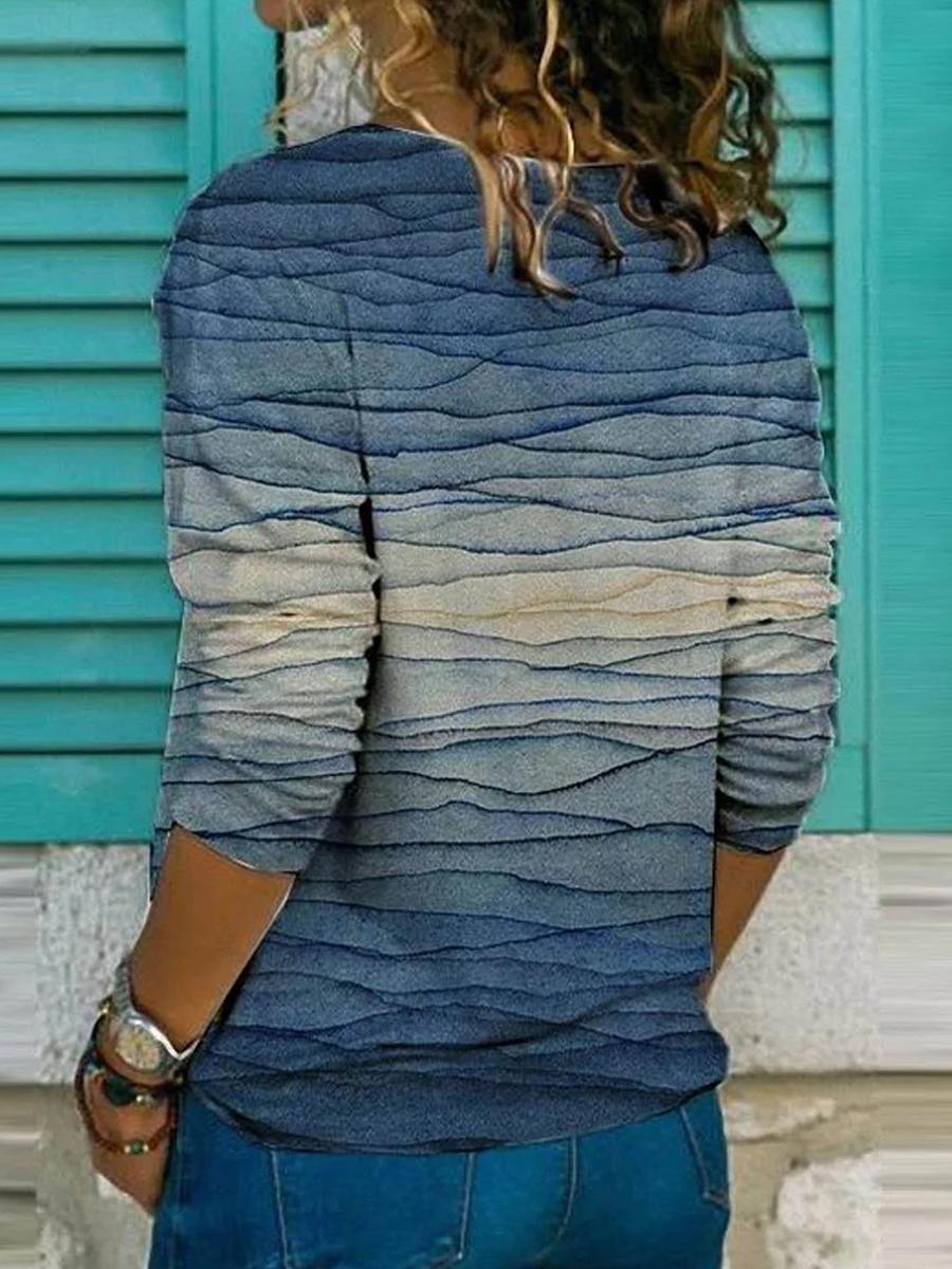 Casual Gradient Print Long Sleeve T-Shirt