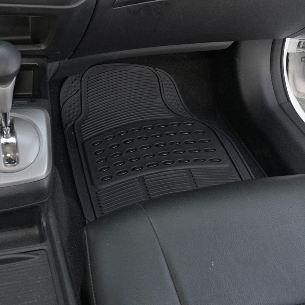 BDK Original ProLiner 2 Piece Front Heavy Duty Front &amp; Rear Rubber Floor Mats for Car SUV Van &amp; Truck, Black - All Weather Floor Protection Fits Most Vehicles