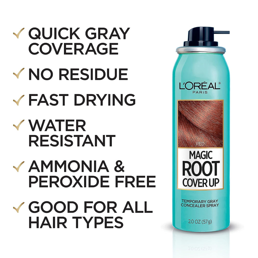 L'Oreal Paris Magic Root Cover Up Gray Concealer Spray Red 2 oz.(Packaging May Vary)