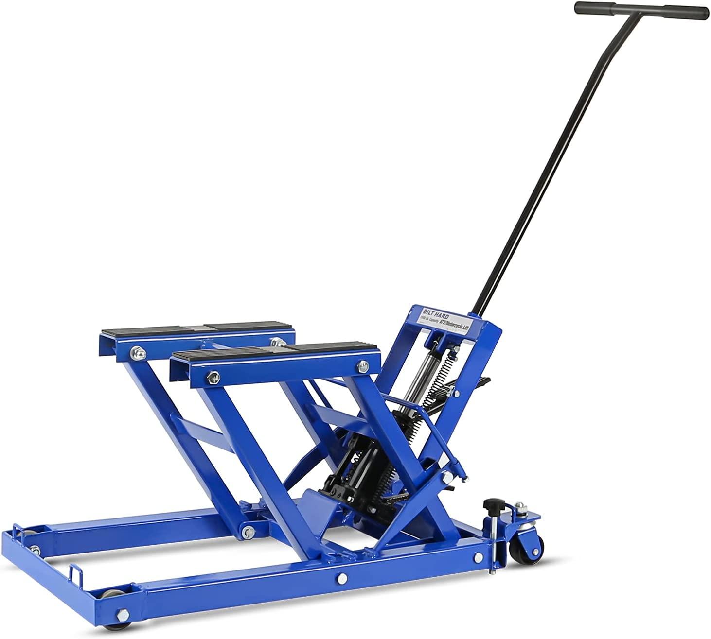Motorcycle Lift, Heavy Duty Low Profile Hydraulic ATV Lift Jack with 1500 lb. Capacity, Steel