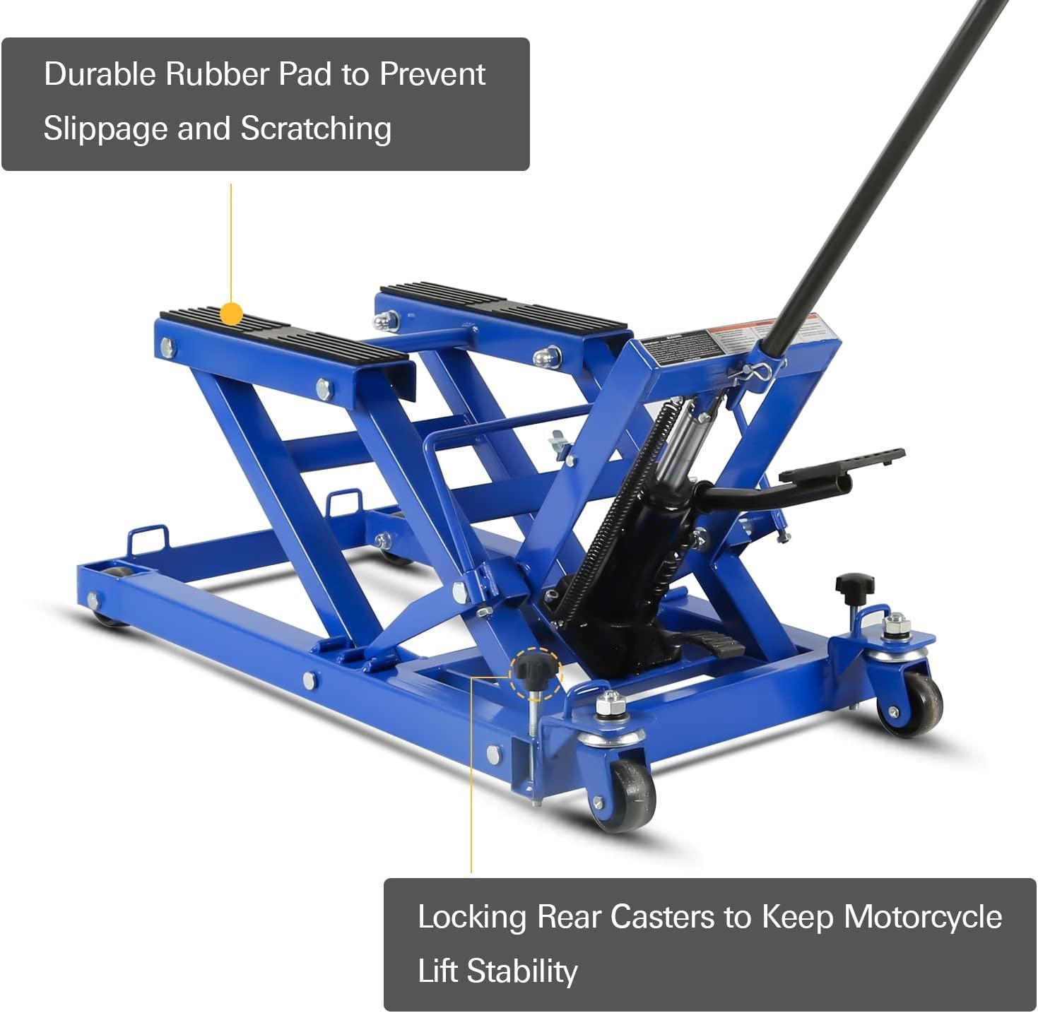 Motorcycle Lift, Heavy Duty Low Profile Hydraulic ATV Lift Jack with 1500 lb. Capacity, Steel