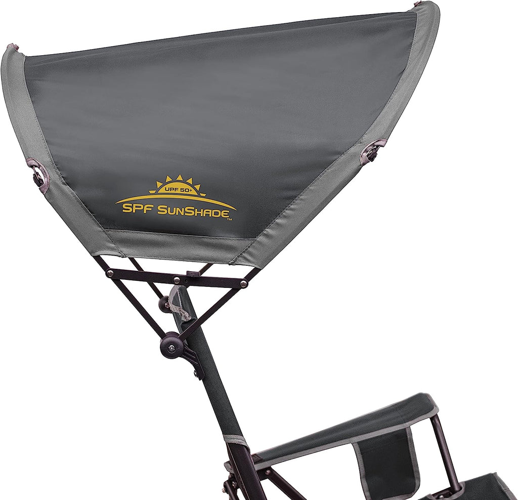 GCI Outdoor SunShade Rocker Collapsible Rocking Chair &amp; Outdoor Camping Chair With Canopy, Pewter