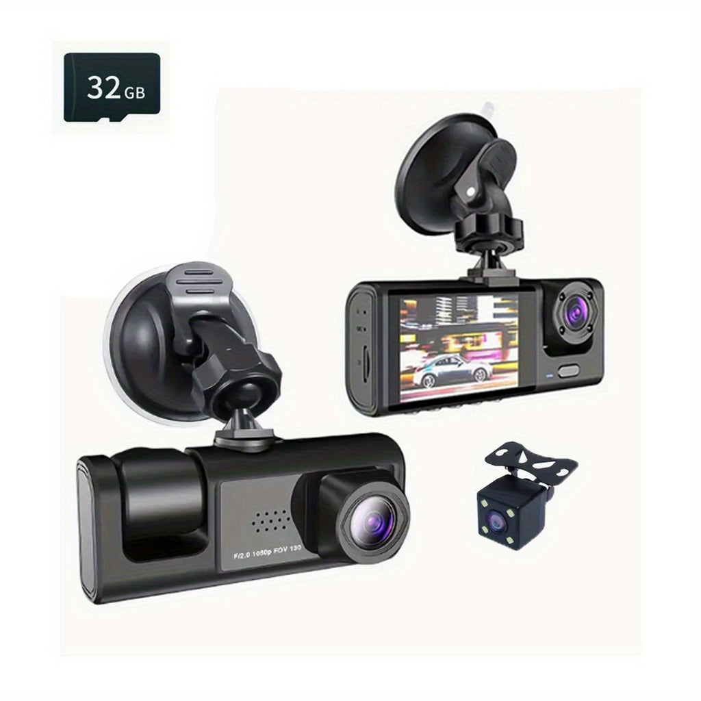 3 Channel Dash Cam For Car Camera 1080P Video Recorder Dashcam Black Box Dual Lens Inside Car DVR Rear View Camera Car Accessory