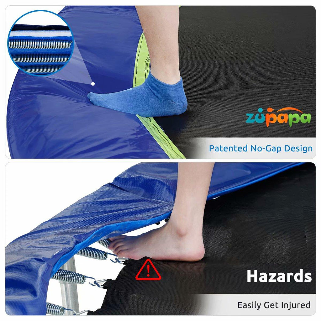 Zupapa 15 14 12 10 8ft Outdoor Trampoline with 425lbs Weight Capacity for Kids Adults,Trampolines with Sprinkler Safety Enclosure Net