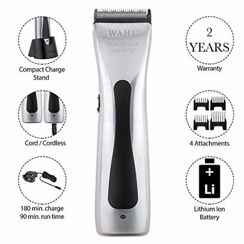 WAHL Pro-Lithium Beretto 4212-0472 Silver Professional Cordless Hair Clipper