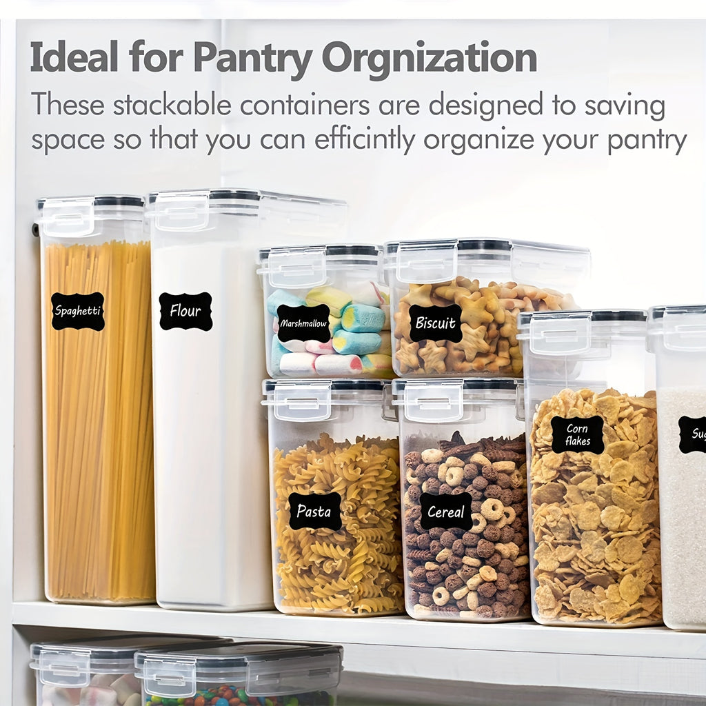 12pcs Airtight Food StoraContainers: BPA Plastic Kitchen Canisters For Flour, Sugar, Cereal &amp; Labels