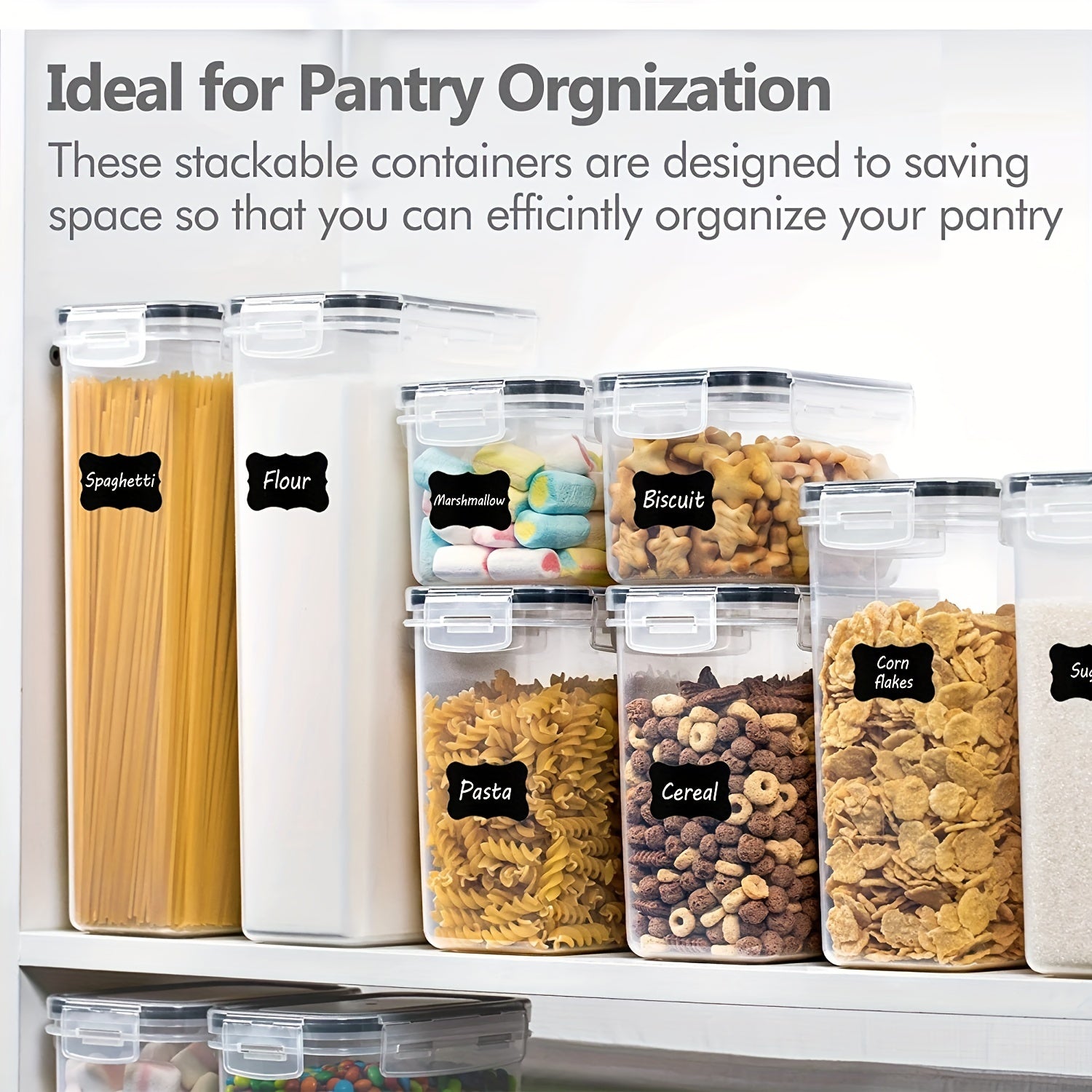 6/12pcs Airtight Food StoraContainers W/Lids,BPA Plastic Dry Food Canisters For Kitchen Pantry Organization And Storage,Dishwasher Safe