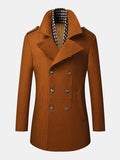 mens double breasted woolen lapel british style overcoats with scarf