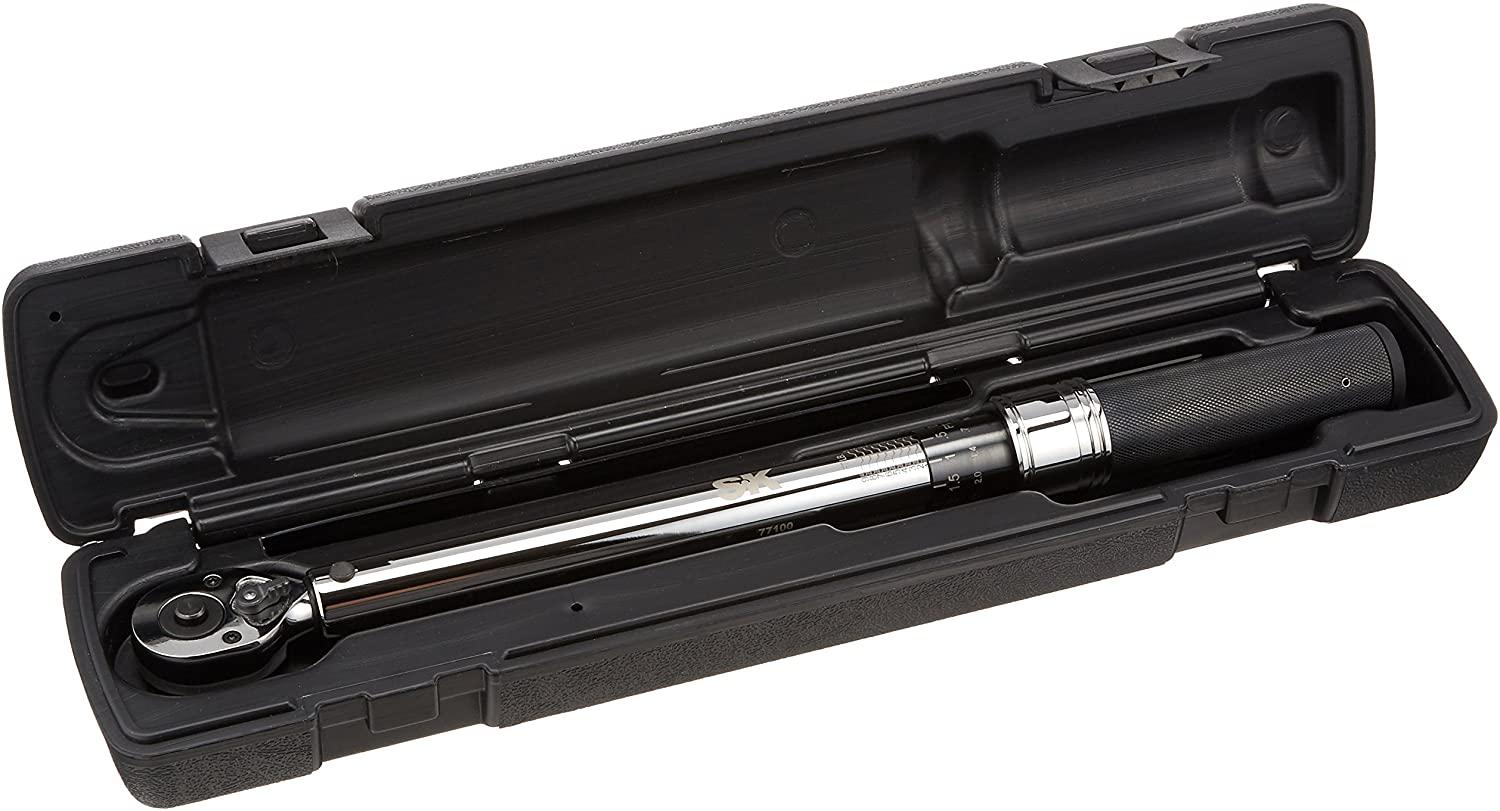SK Hand Tool 77100 Micrometer Adjustable Torque Wrench, 3/8"/10-100 ft-lbs
