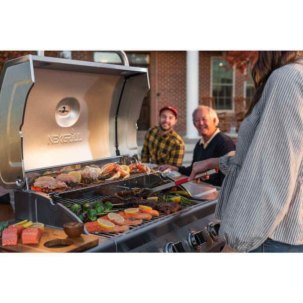 4-Burner Propane Gas Grill in  Steel with Side Burner