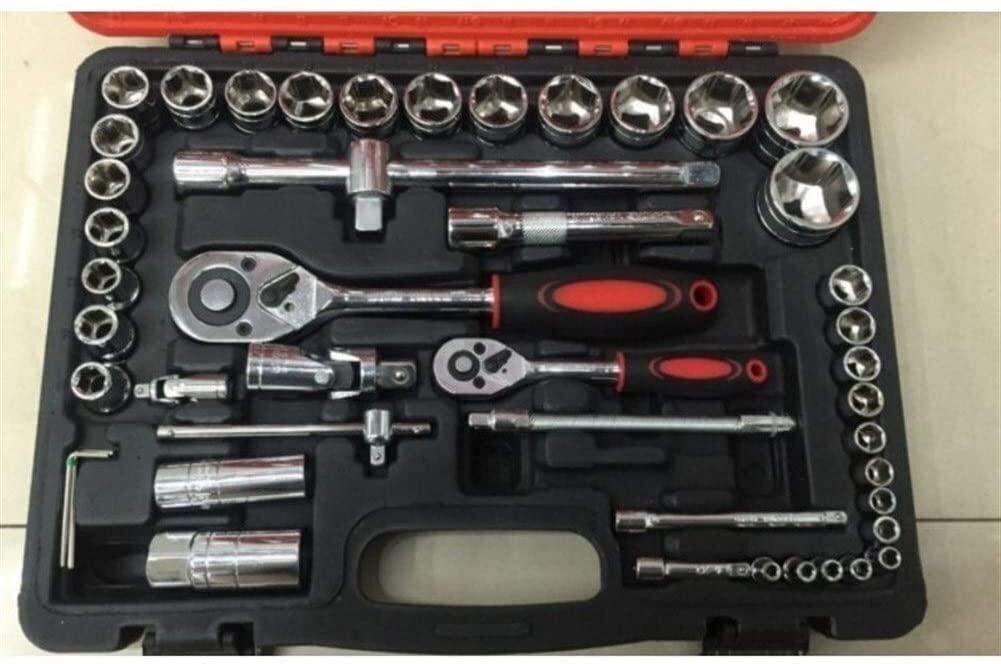 ZSEFV Hand Tools 94pcs (1/4 and 1/2 Inches) Sockets Ratchet Wrench Combo Tools Kit for Auto Repairing red Box Hand Tools