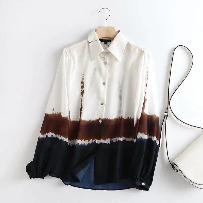 spring button up office blouse