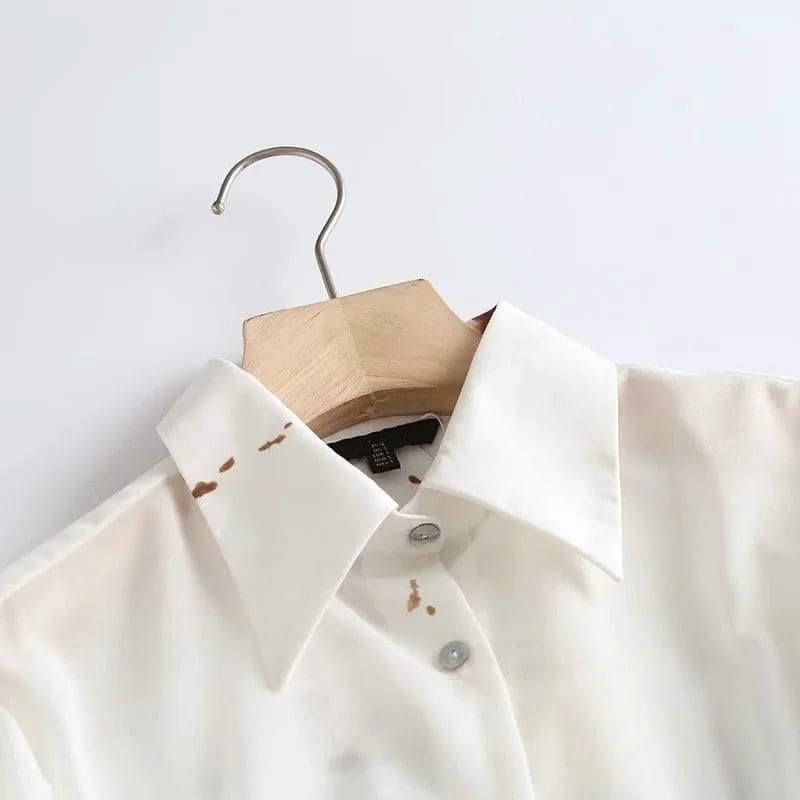 spring button up office blouse