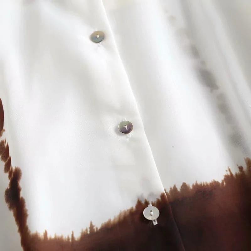 spring button up office blouse