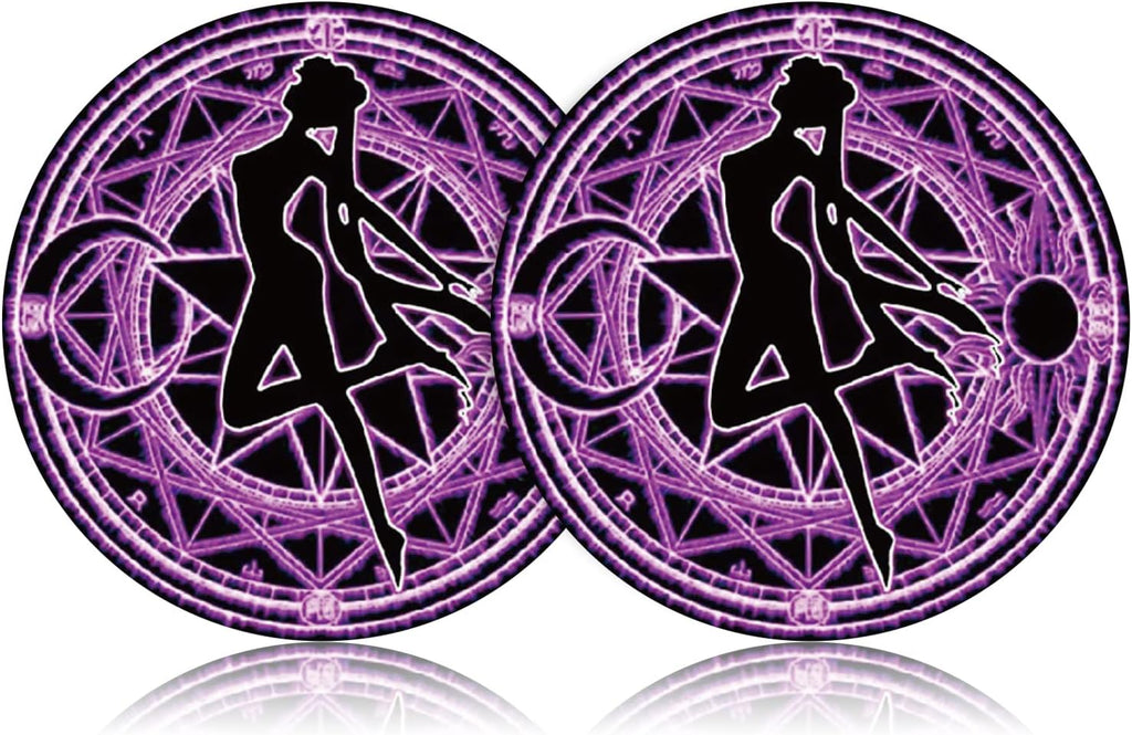 2PCS Car Cup Holder Coasters for Sailor Moon, 2.75" Sailor Moon Funny Car Accessories Anime Car Coasters Auto Interior Insert Coasters by FLYEEGO