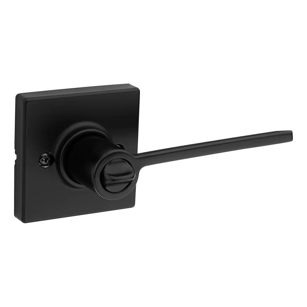 LadMatte Black Contemporary Square Privacy Bed/Bath Door Lever
