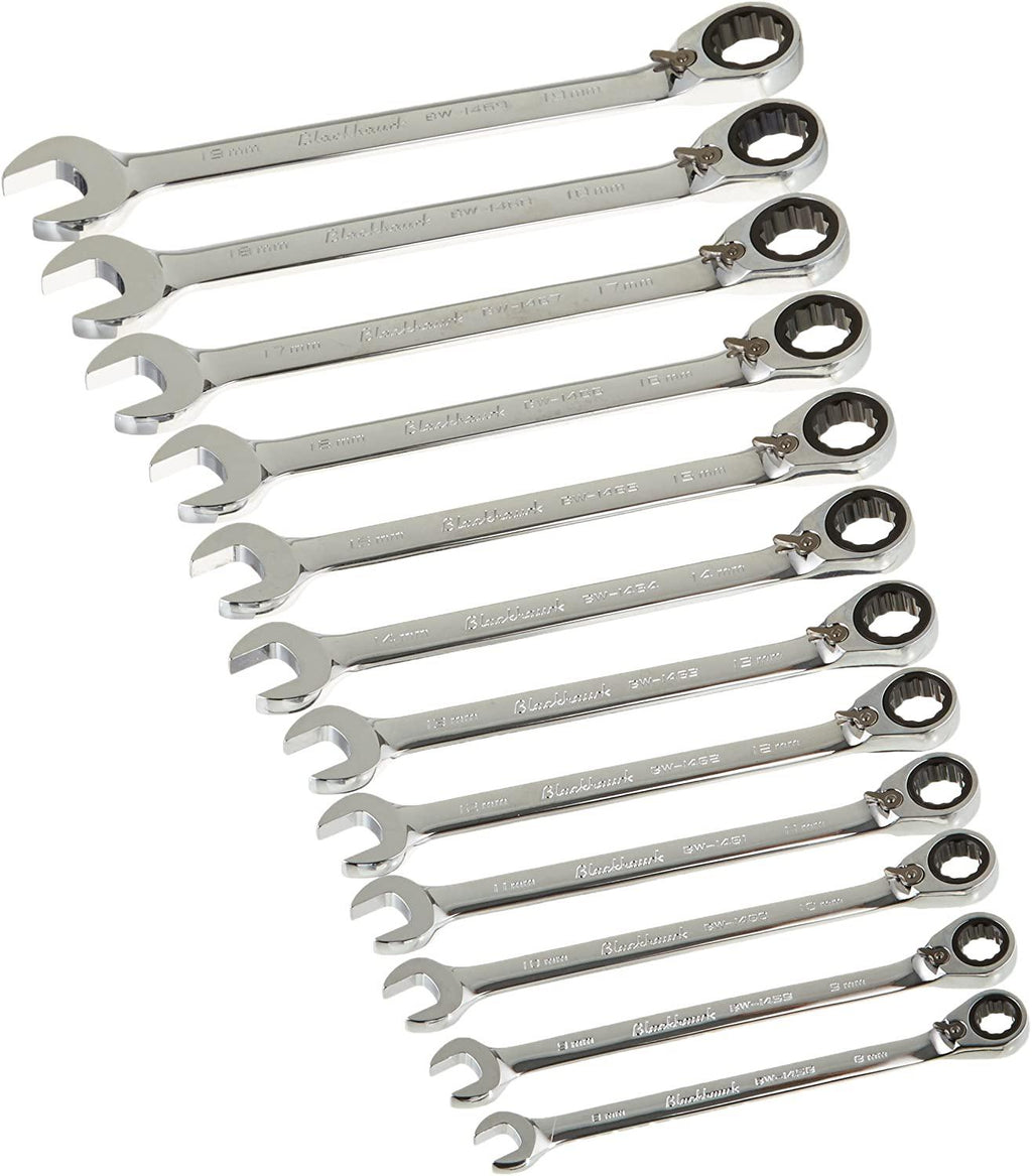 Blackhawk By Proto BW-1450 12 Point Metric Reversible Ratcheting Combination Wrench Set, 12-Piece