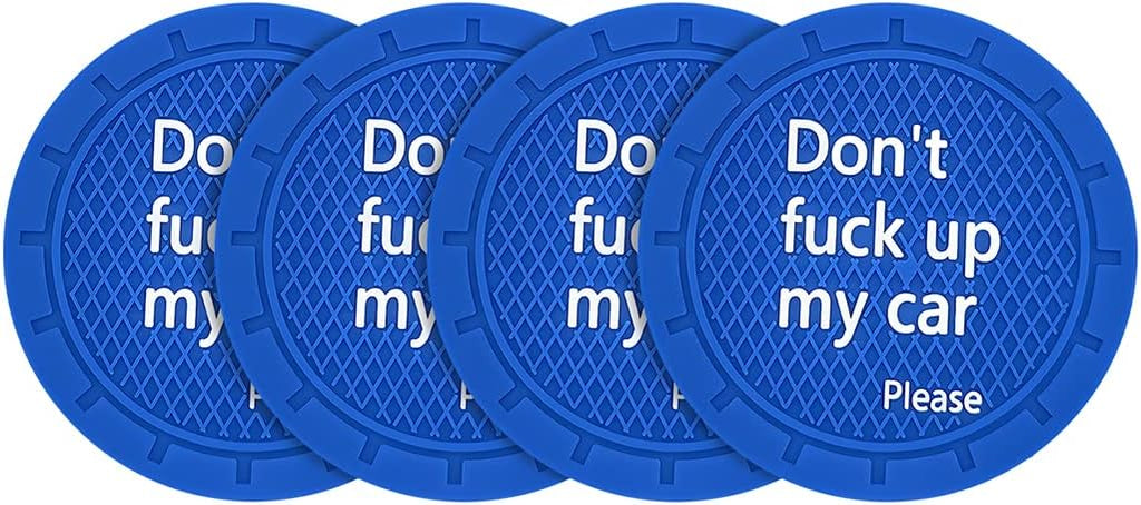8sanlione Car Cup Coaster, 4Pcs 2.75 Inch Auto Cup Holder Insert Coasters, Non-Slip Waterproof Embedded Drink Mat, Automotive Interior Accessories for Men and Women (D Blue/4PCS)