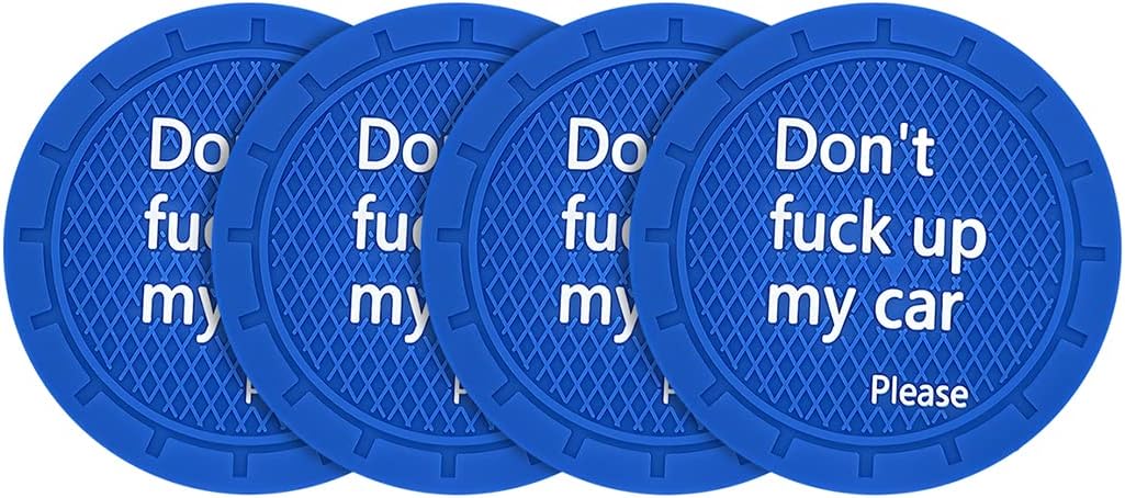 8sanlione Car Cup Coaster, 4Pcs 2.75 Inch Auto Cup Holder Insert Coasters, Non-Slip Waterproof Embedded Drink Mat, Automotive Interior Accessories for Men and Women (D Blue/4PCS)