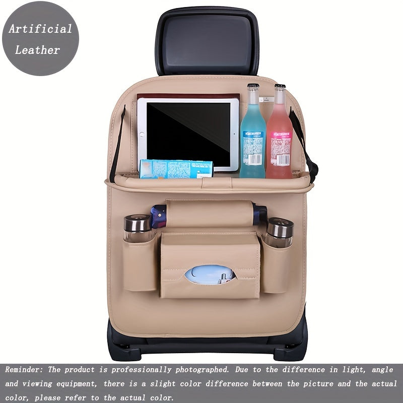 Upgrade Your Car With This Luxury Leather StoraBag And Tray - Perfect For Kids' Snacks And Toys!