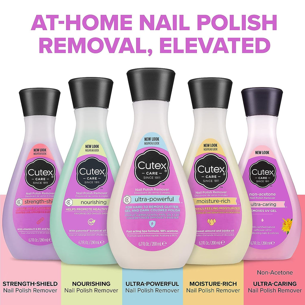 Cutex Gel Nail Polish Remover, Ultra-Powerful &amp; Removes Glitter and Dark Colored Paints, Paraben Free, 6.76 Fl Oz