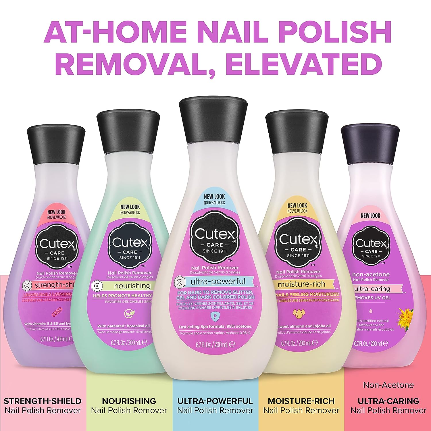 Nail Polish Remover by Cutex, Nourishing Nail Care, Leaves Nails Looking Healthy, Contains Vitamins E &amp; Apricot Oil, 6.76 Fl Oz (Pack of 2)