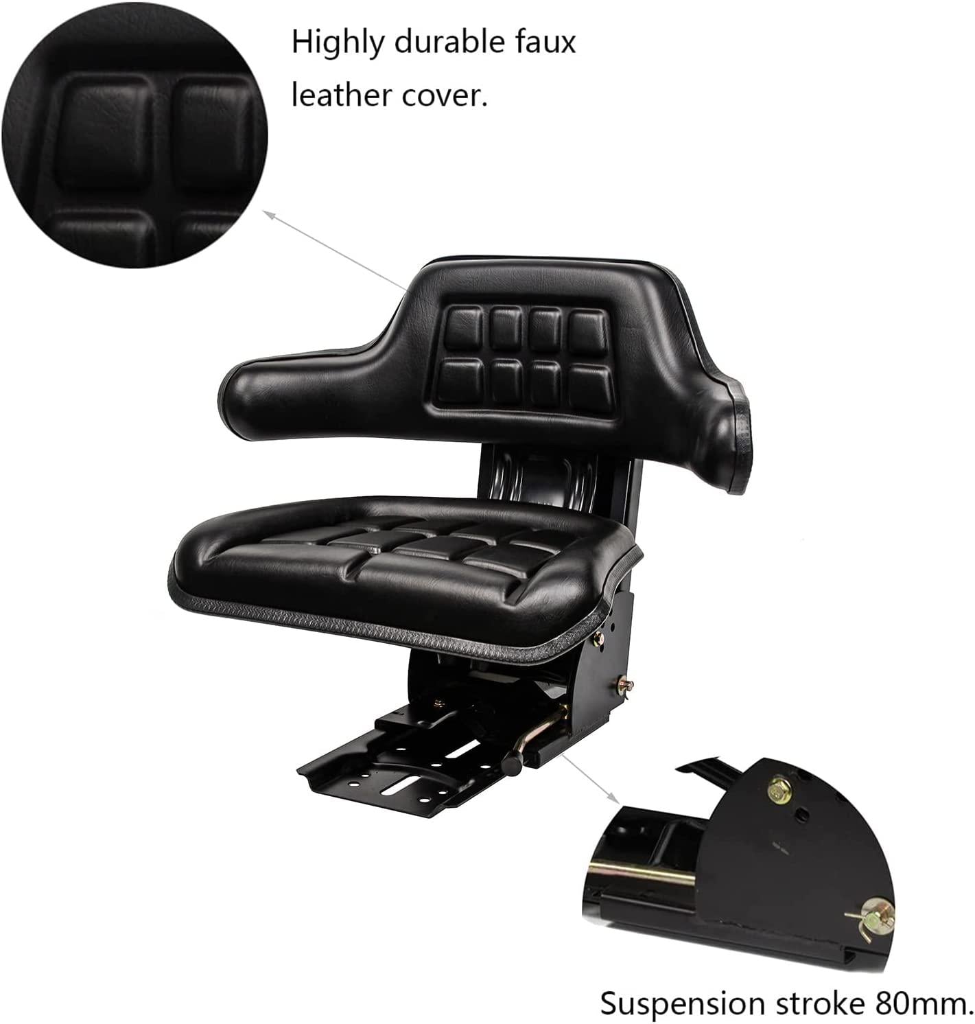 Universal Tractor Suspension Seat Sliding Rails Adjustable,Waffle Style,Fits for John Deere,Ford/Holland,Massey Ferguson,Kubota (Black)