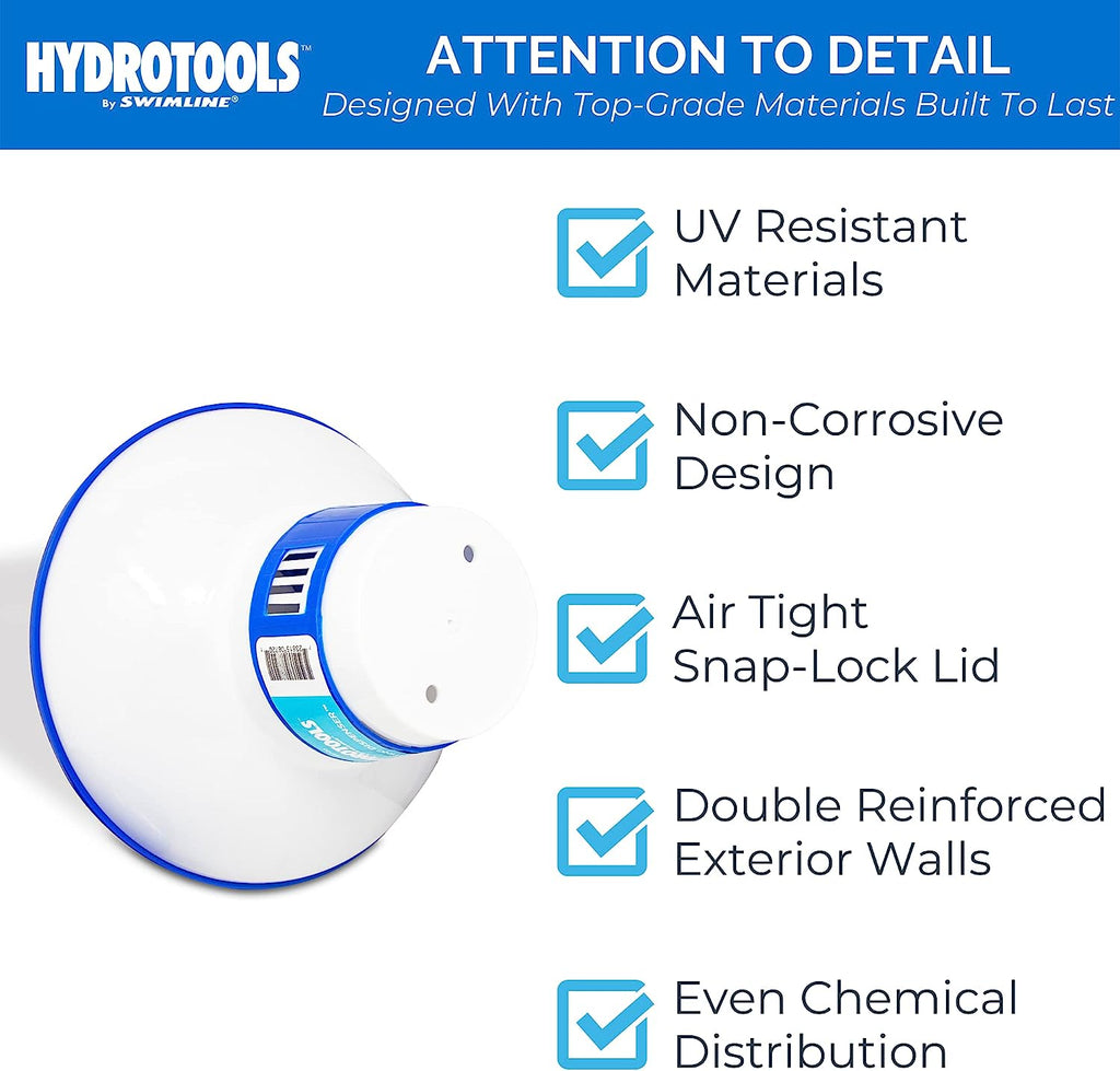 HYDROTOOLS BY SWIMLINE 8720 Extra Large Capacity Pool &amp; Spa Chemical Dispenser | Compatible With Bromine &amp; Chlorine Supports 1-3’’ Tablets | Adjustable Control Ring For Customizable Flow Rate