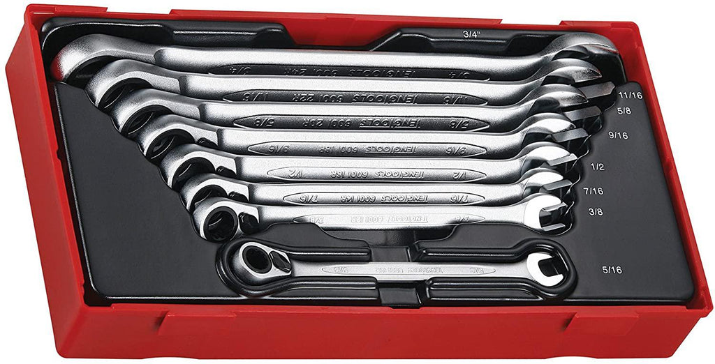 Teng Tools - 8 Piece SAE/Imperial Ratcheting Wrench Set - TT6508RAF