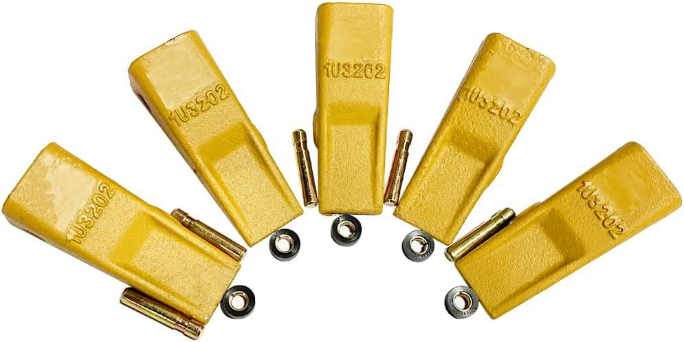 BDI Wear Parts 1U3202 5 Pack Caterpillar Style General Purpose Dirt Excavator Bucket Teeth Long Tip with Pins and Retainers