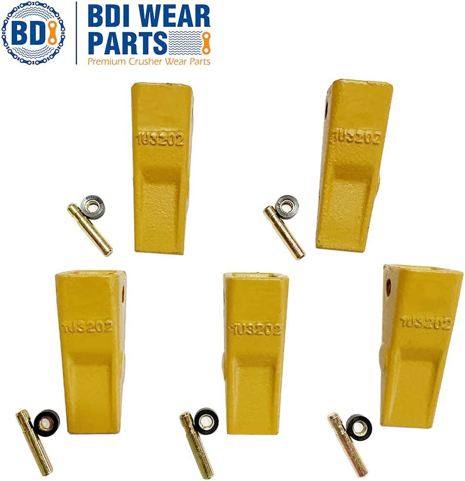 BDI Wear Parts 1U3202 5 Pack Caterpillar Style General Purpose Dirt Excavator Bucket Teeth Long Tip with Pins and Retainers