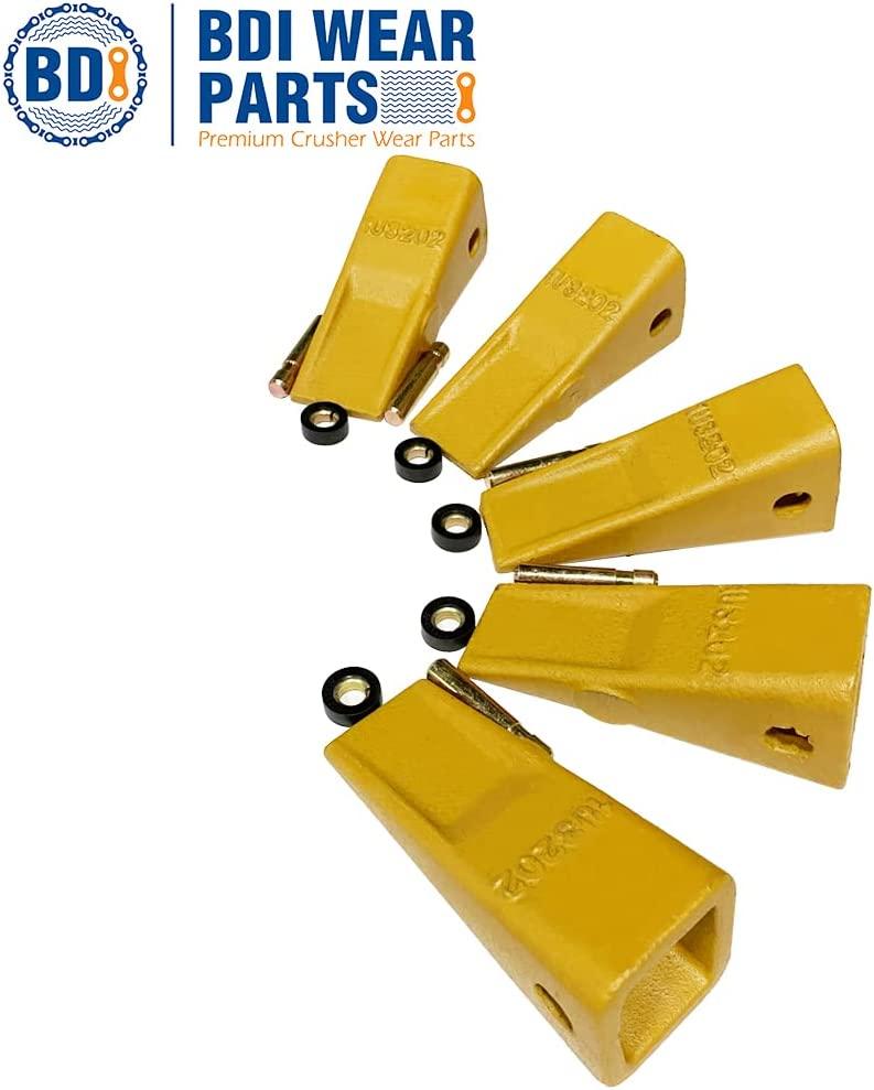 BDI Wear Parts 1U3202 5 Pack Caterpillar Style General Purpose Dirt Excavator Bucket Teeth Long Tip with Pins and Retainers