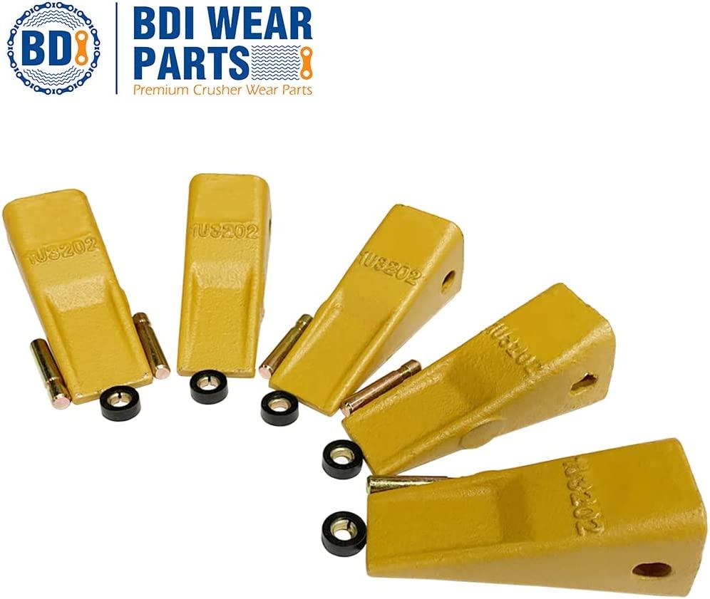 BDI Wear Parts 1U3202 5 Pack Caterpillar Style General Purpose Dirt Excavator Bucket Teeth Long Tip with Pins and Retainers