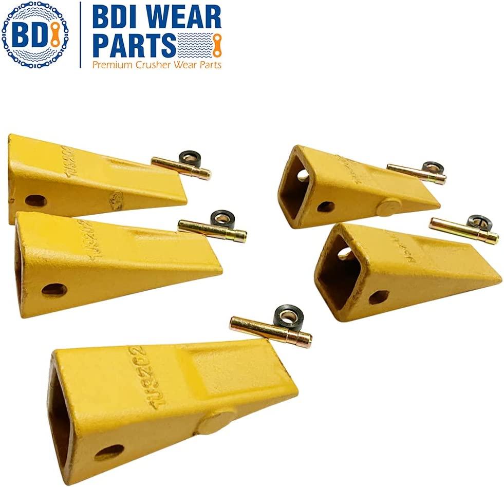 BDI Wear Parts 1U3202 5 Pack Caterpillar Style General Purpose Dirt Excavator Bucket Teeth Long Tip with Pins and Retainers